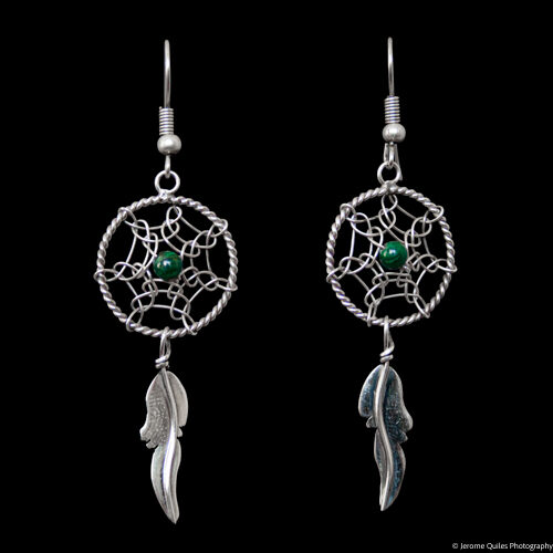 Boucles d'Oreilles Attrape-Rêve Malachite