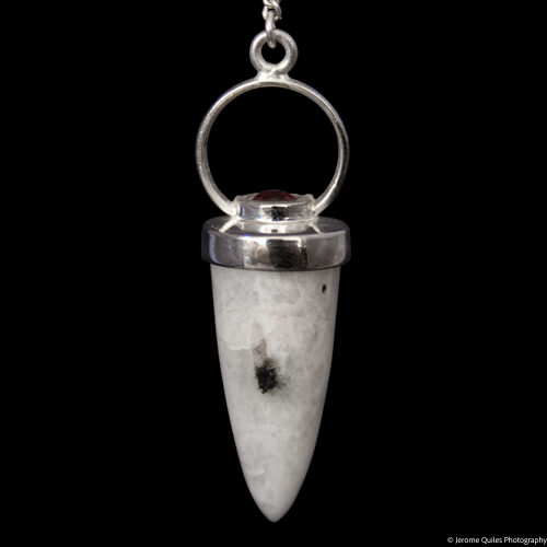 Moonstone Red Garnet Silver Pendulum