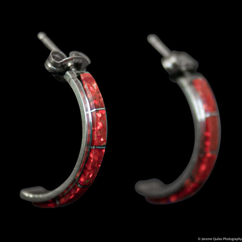Red Opal Hoop Earrings