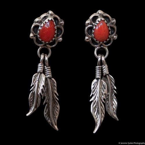 Boucles d'Oreilles Rouges Argent