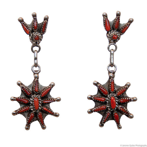 Boucles d'Oreilles Rouges Zuni