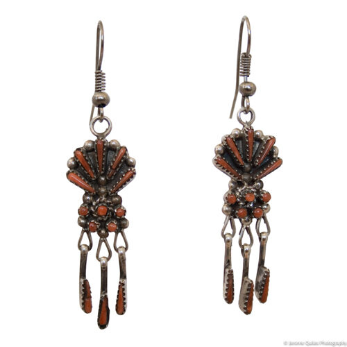 Short Tasselled Coral Earrings