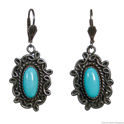 Silver Arabesque Turquoise Earrings