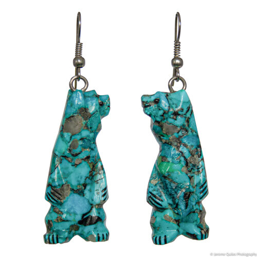 Boucles d'Oreilles Animal Totem Ours Turquoise