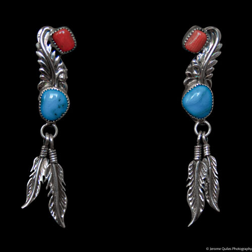 Boucles d'Oreilles Turquoise Corail