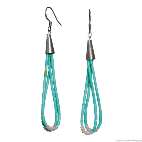 Boucles d'Oreilles Turquoise Coquillage Blanc