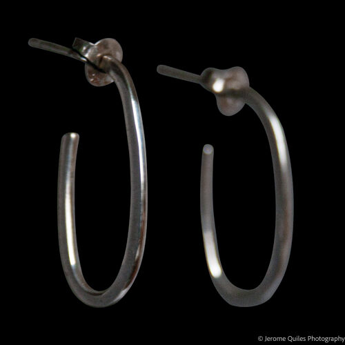Oblong Silver Earring Hoops