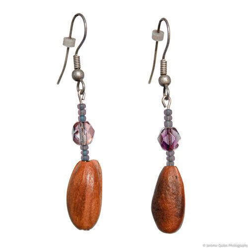 Purple Bead Seed Earrings