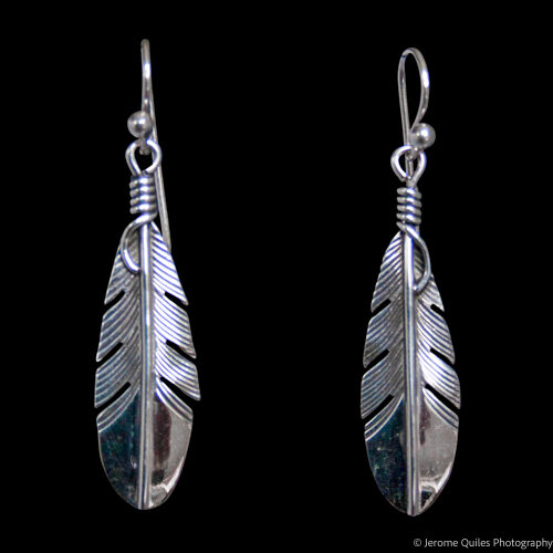 Boucles d'Oreilles Plume Argent