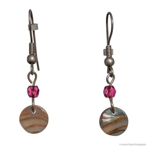 Small Round Abalone Earrings