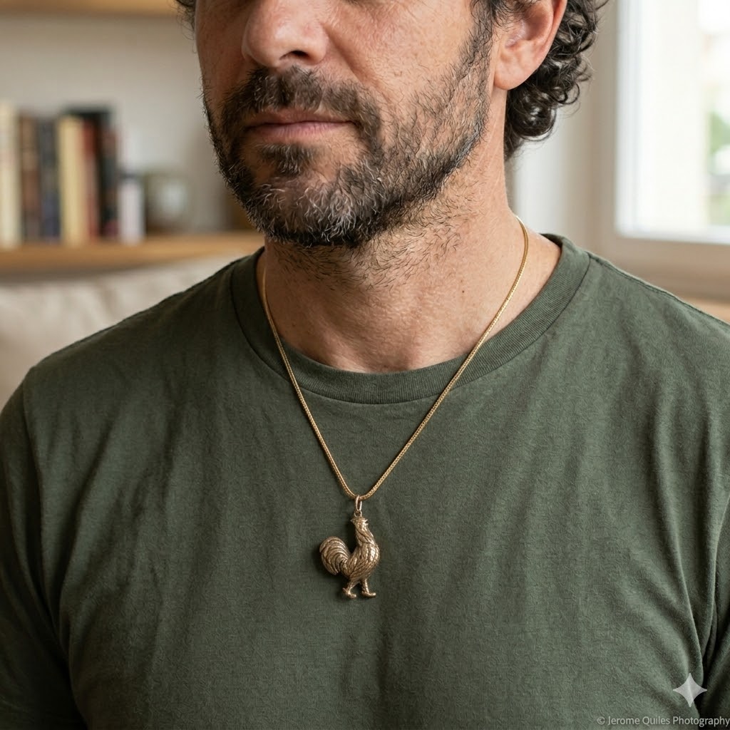9K Gold Cock Rooster Pendant