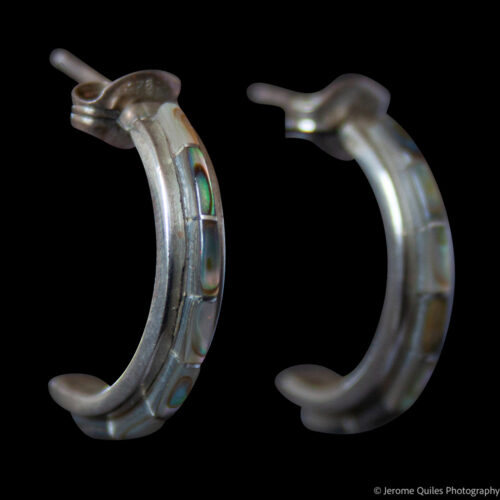 Abalone Silver Hoop Earrings