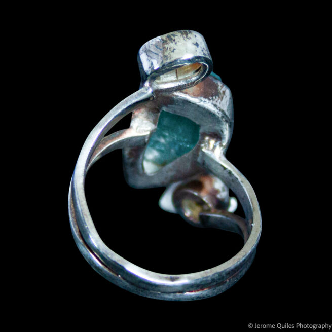 Aquamarine Citrine Silver Ring - Image 4