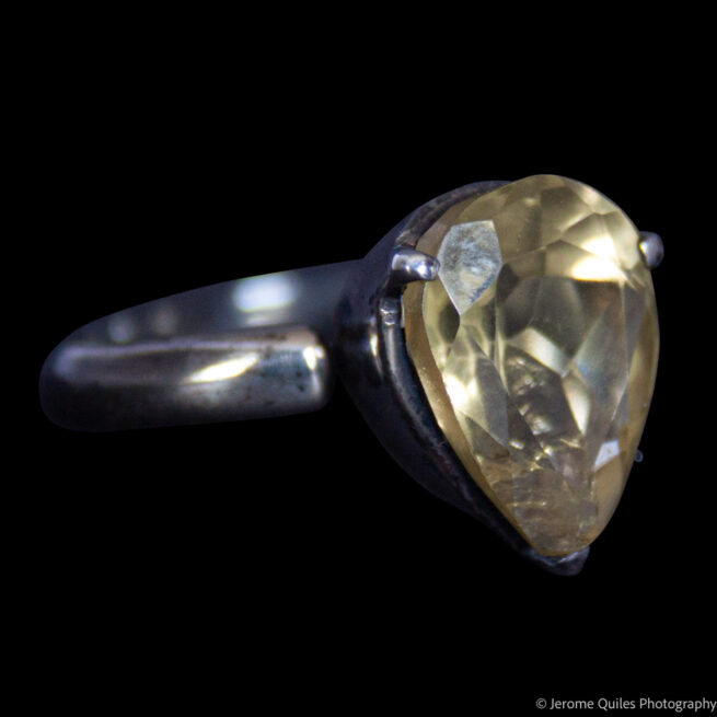 Bague Argent Quartz Jaune Facetté – Image 2