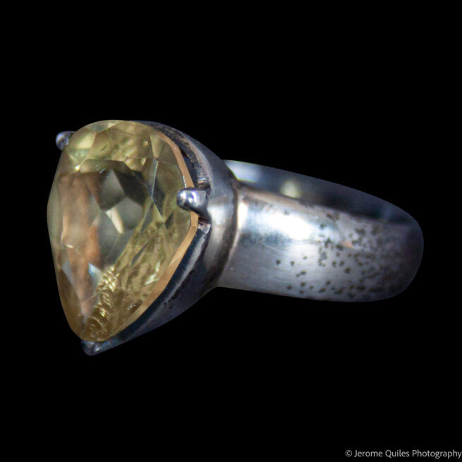 Bague Argent Quartz Jaune Facetté – Image 3