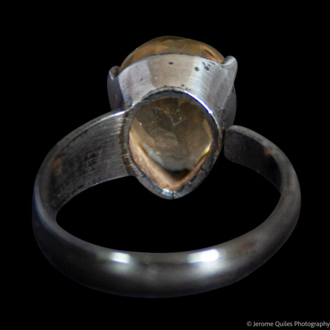 Bague Argent Quartz Jaune Facetté – Image 4