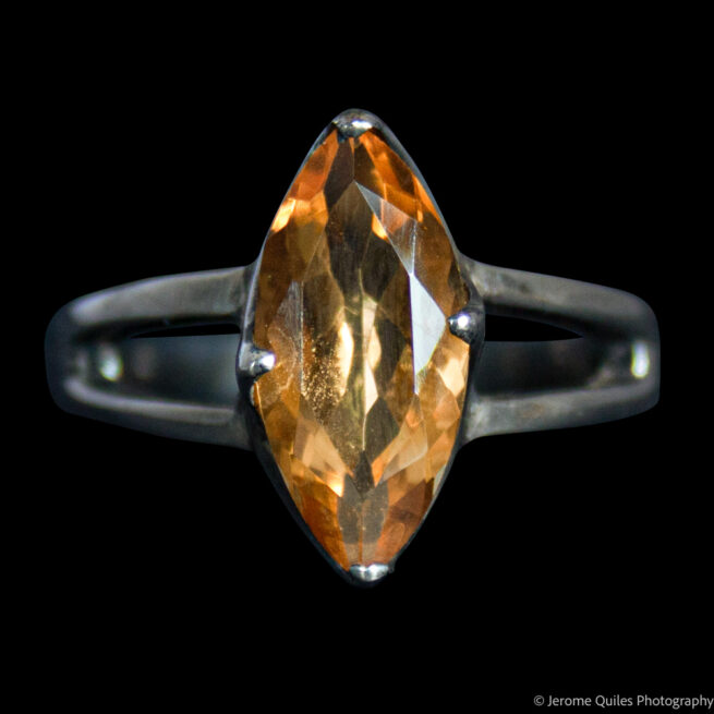 Bague Citrine Facetée Haute Qualité