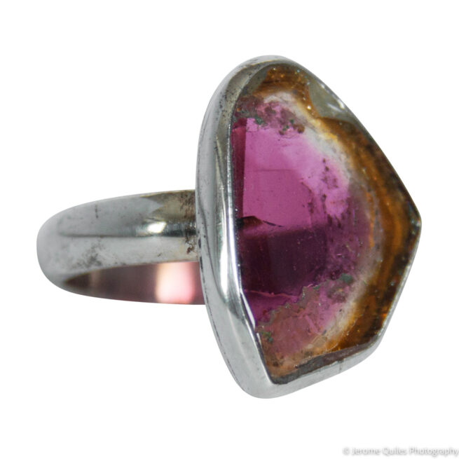 Orange Pink Tourmaline Silver Ring - Image 2