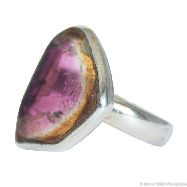 Orange Pink Tourmaline Silver Ring - Image 3