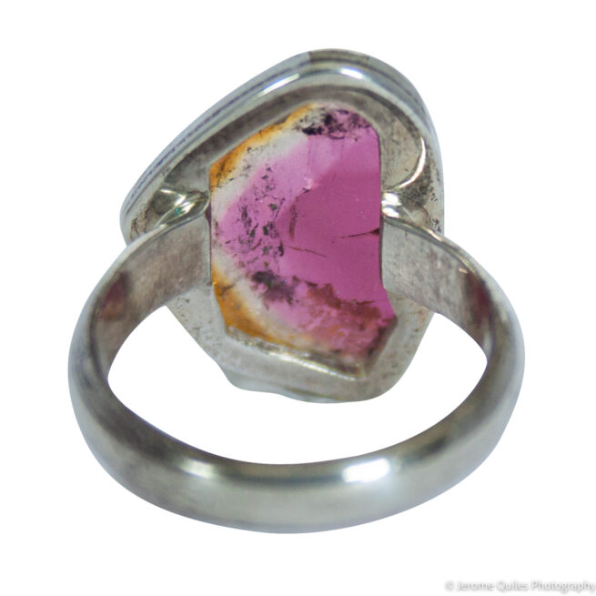 Orange Pink Tourmaline Silver Ring - Image 4