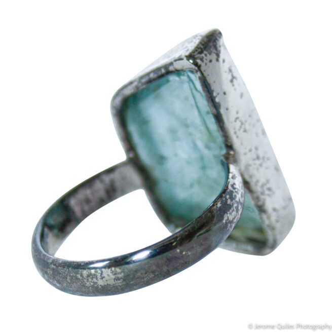 Bague Argent Aquamarine Brute – Image 4