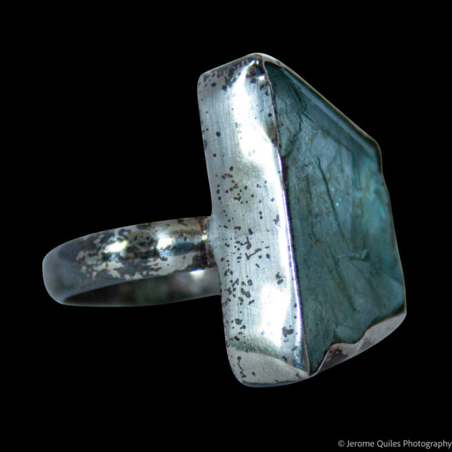 Bague Argent Aquamarine Brute – Image 2