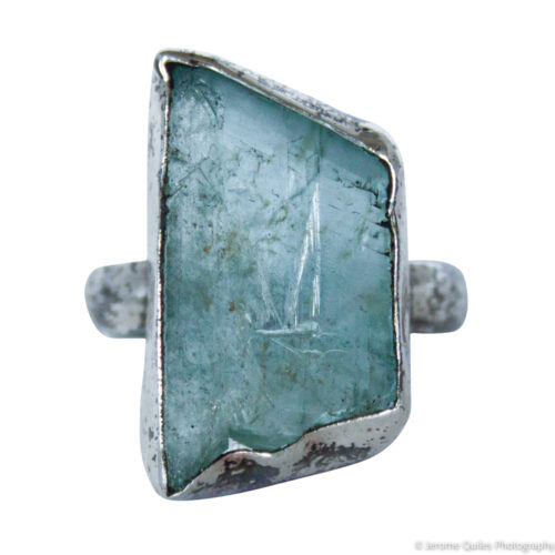 Bague Argent Aquamarine Brute