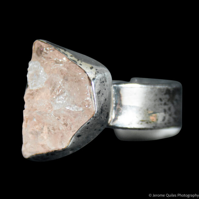 Raw Pink Tourmaline Adjustable Ring - Image 3