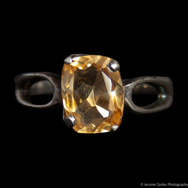 Rectangular Faceted Citrine Ring