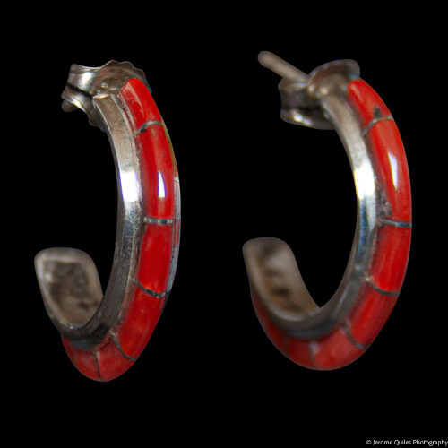 Red Coral Hoop Earrings