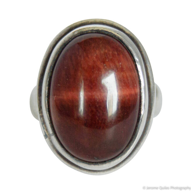 Bague Argent Sterling Œil de Tigre Rouge