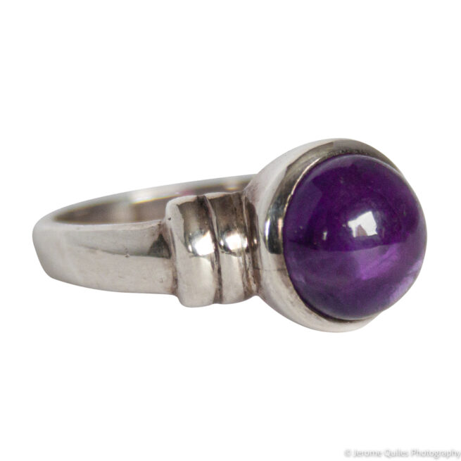 Round Amethyst Silver Ring - Image 2