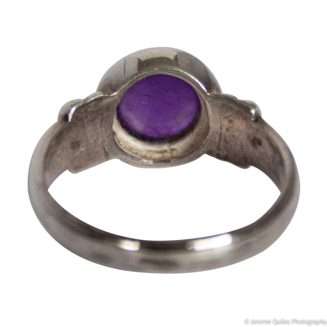 Round Amethyst Silver Ring - Image 4