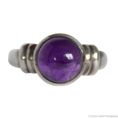 Round Amethyst Silver Ring