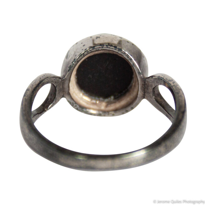 Round Black Tourmaline Silver Ring - Image 4