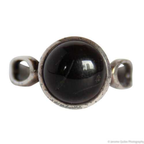 Round Black Tourmaline Silver Ring