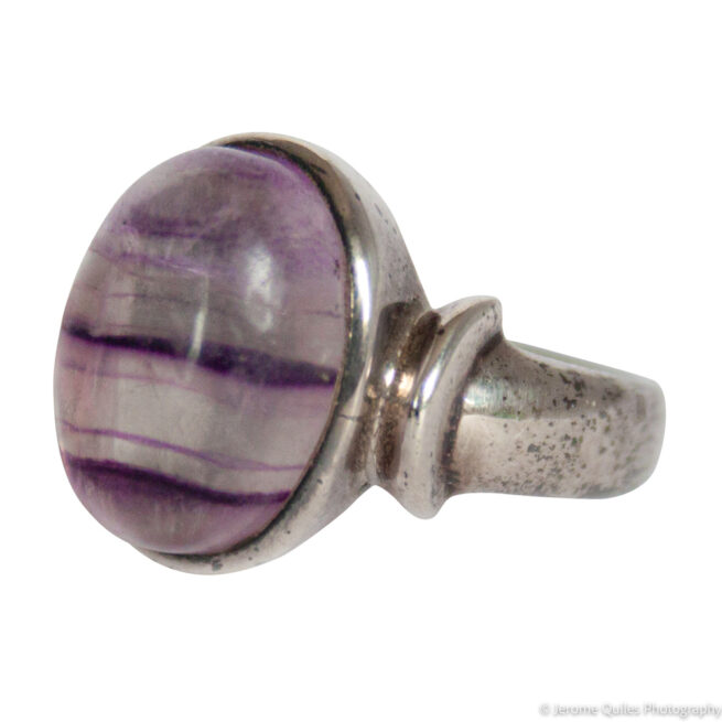 Round Fluorite Silver Ring - Image 3