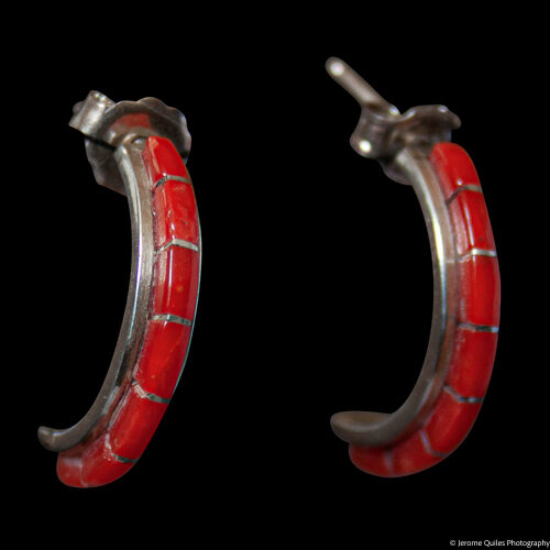 Silver Coral Zuni Hoops