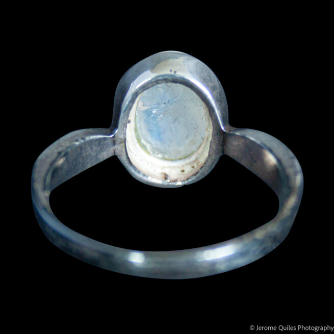 Small Round Moonstone Silver Ring - Image 4