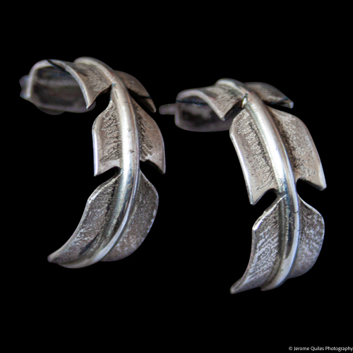 Small Silver Feather Hoops