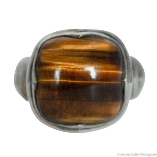 Square Tiger's Eye Ring Thick Setting