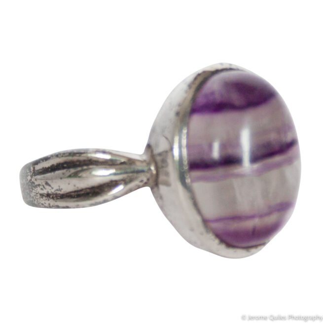 Bague Argent Fluorine Rayée – Image 2