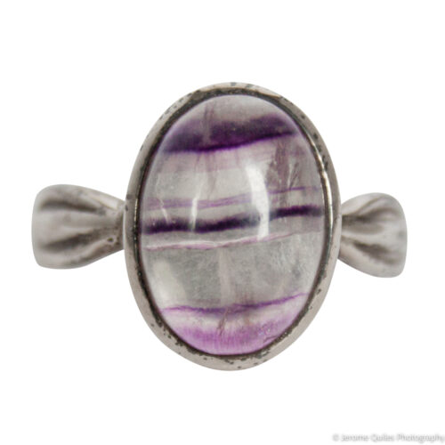 Striped Fluorite Silver Ring