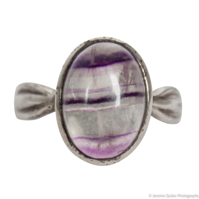 Striped Fluorite Silver Ring