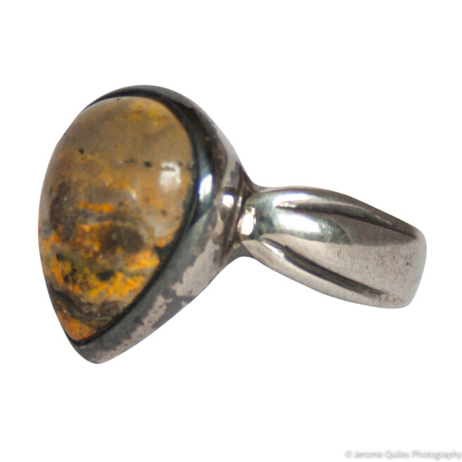 Teardrop Yellow Jasper Silver Ring - Image 3