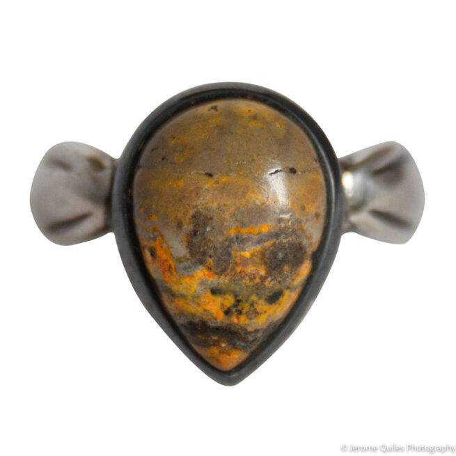 Teardrop Yellow Jasper Silver Ring