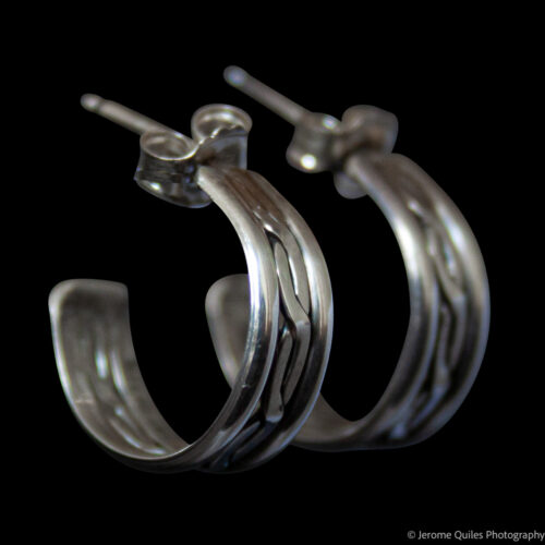 Twisted Rope Silver Hoops