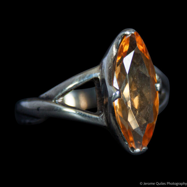 Vesica Piscis Faceted Orange Citrine Ring - Image 2