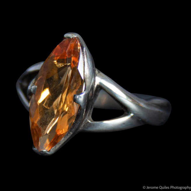 Vesica Piscis Faceted Orange Citrine Ring - Image 3