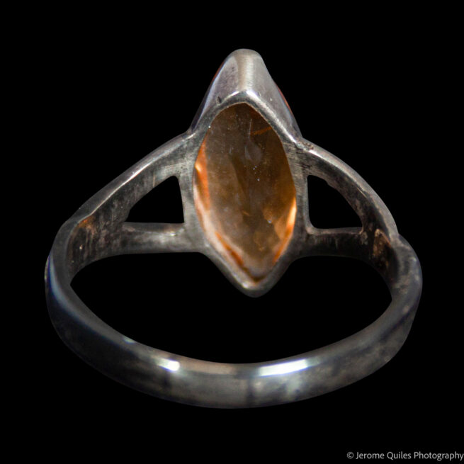 Vesica Piscis Faceted Orange Citrine Ring - Image 4